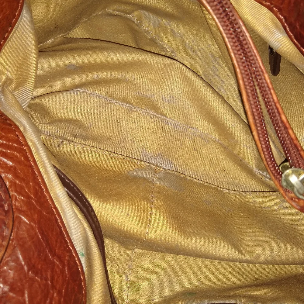Antonio Melani brown croc embossed hobo leather bag.
